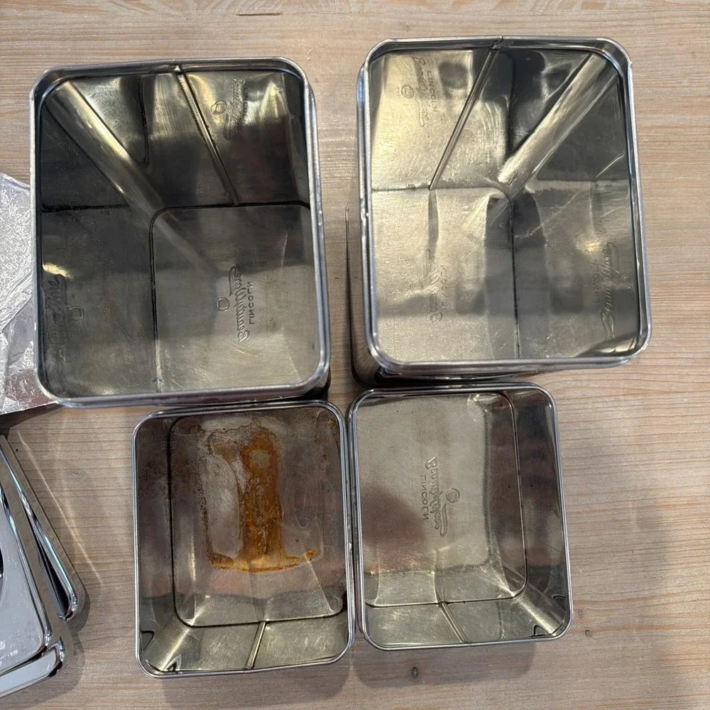 SET OF 4 VTG LINCOLN BEAUTYWARE KITCHEN CANISTERS SUGAR FLOUR COFFEE TEA